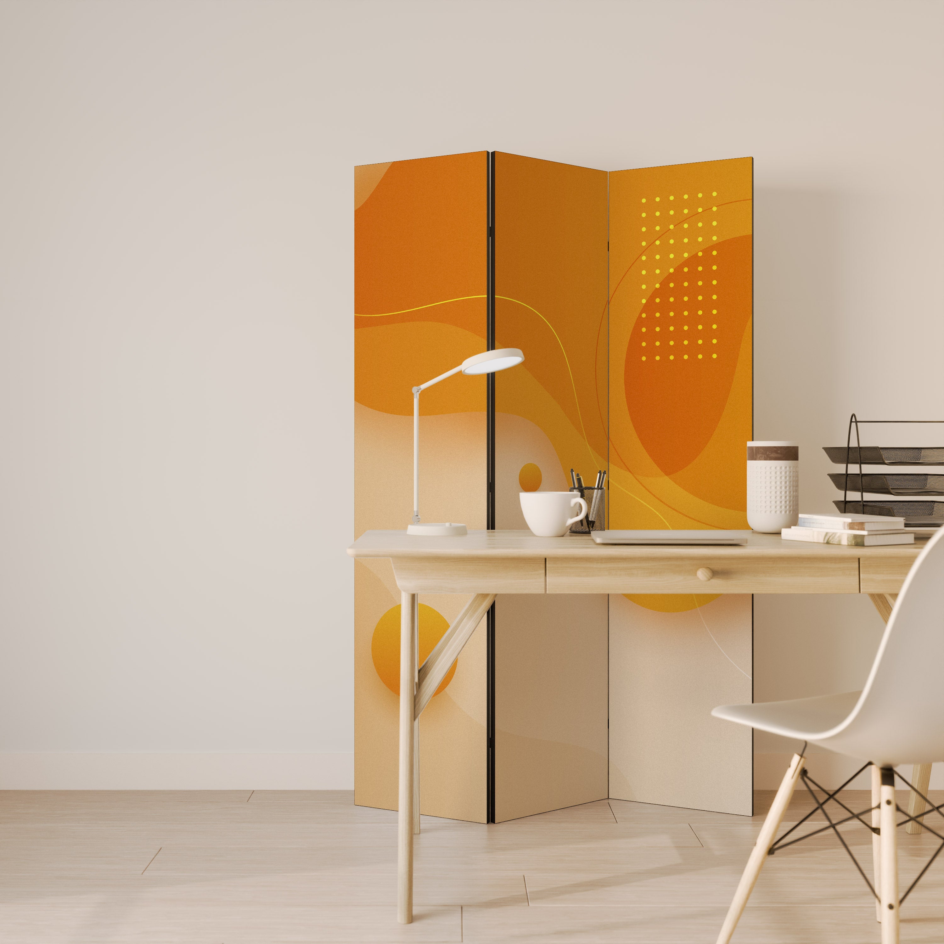 ORANGE ARRANGEMENT Decorative 3-Panel Room Divider