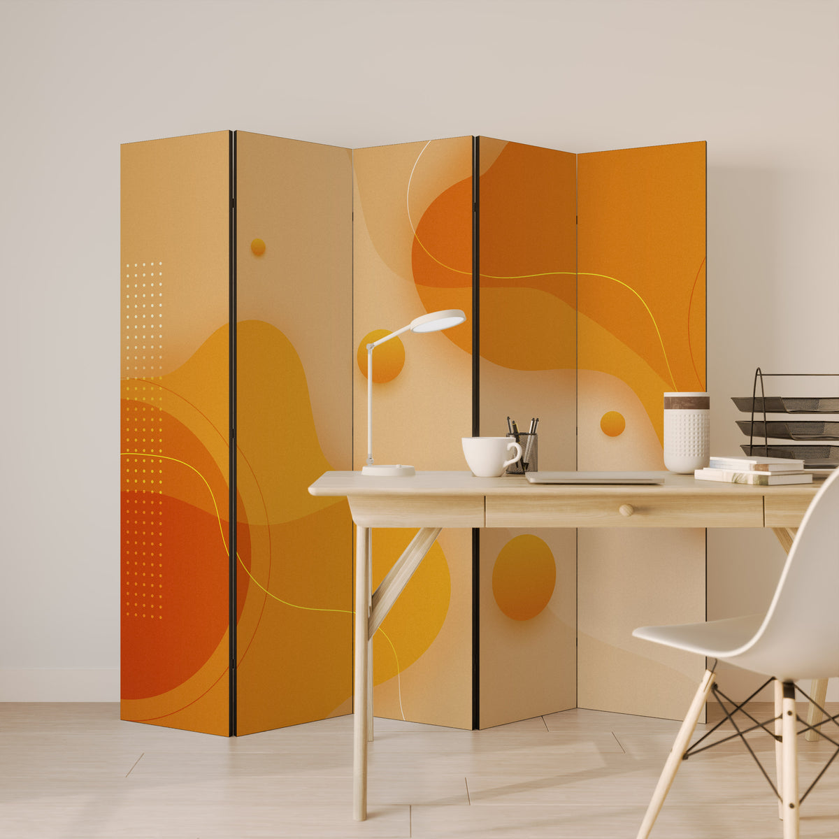 ORANGE ARRANGEMENT Biombo de 5 paneles