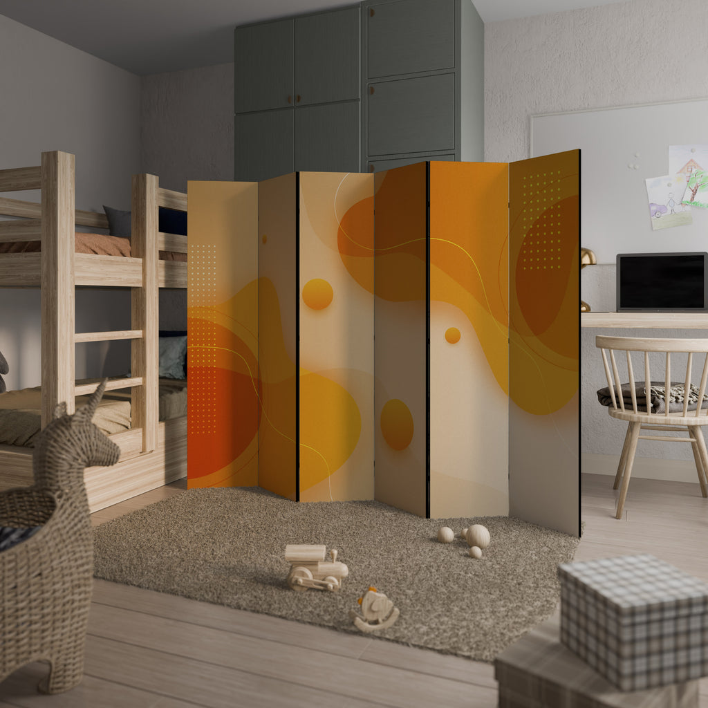 Biombo decorativo de 6 paneles con arreglo naranja