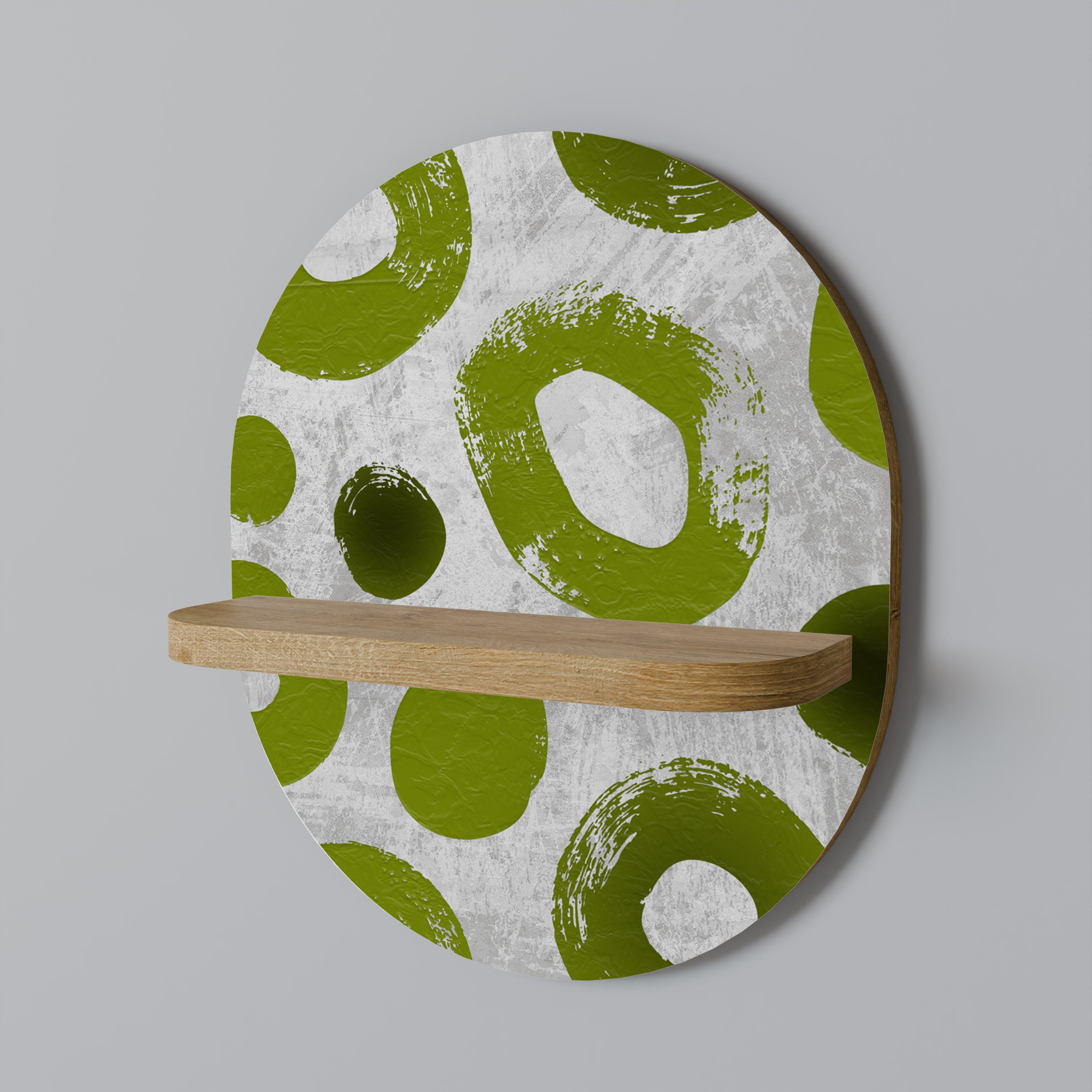 Estantería de arte ovalada GREEN RHAPSODY con efecto roble
