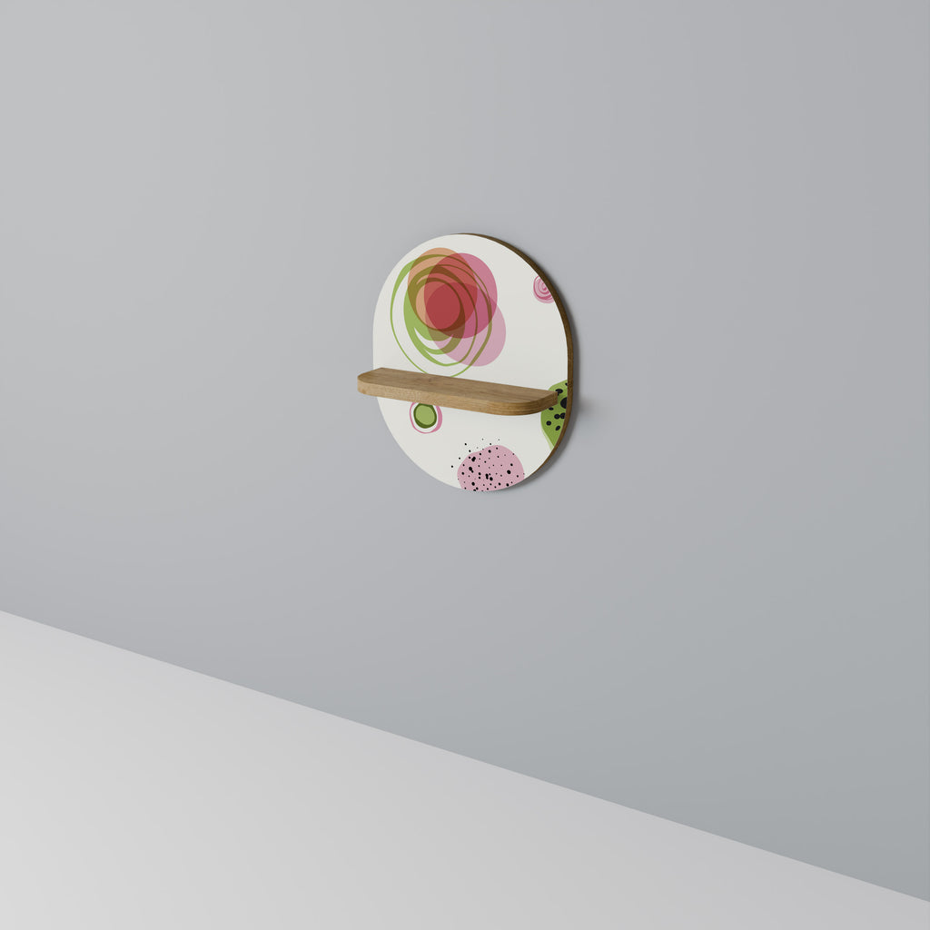 Estantería de arte ovalada COSMOS COLORFUL con efecto roble