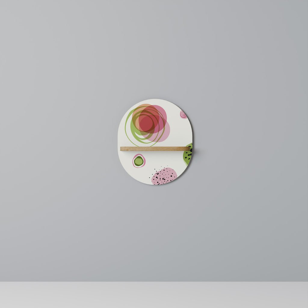 Estantería de arte ovalada COSMOS COLORFUL con efecto roble