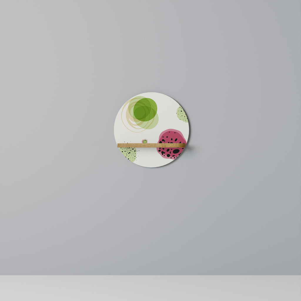 Estantería de arte redonda COLORFUL COSMOS con efecto roble