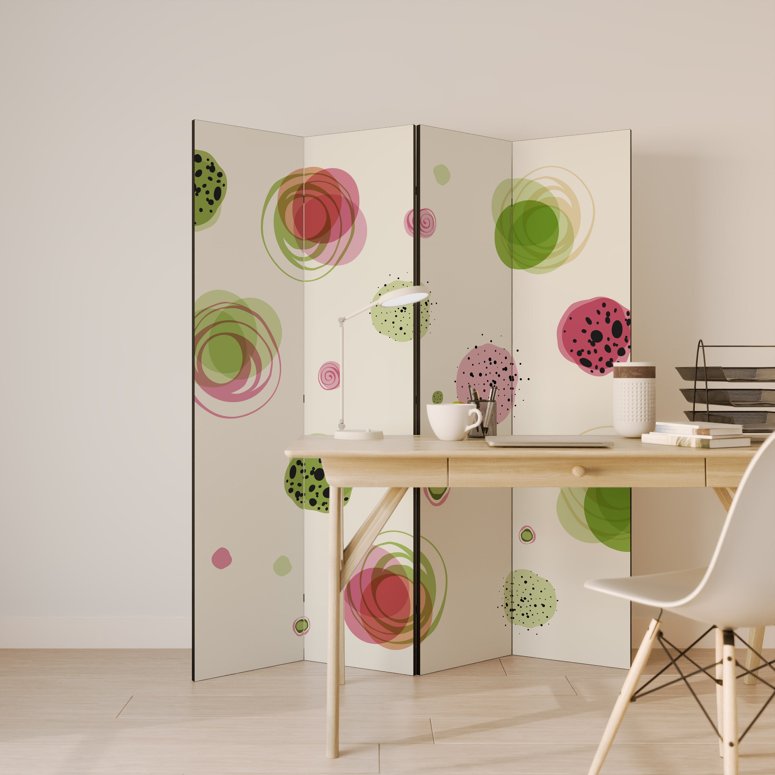 COLORFUL COSMOS Decorative 4-Panel Room Divider