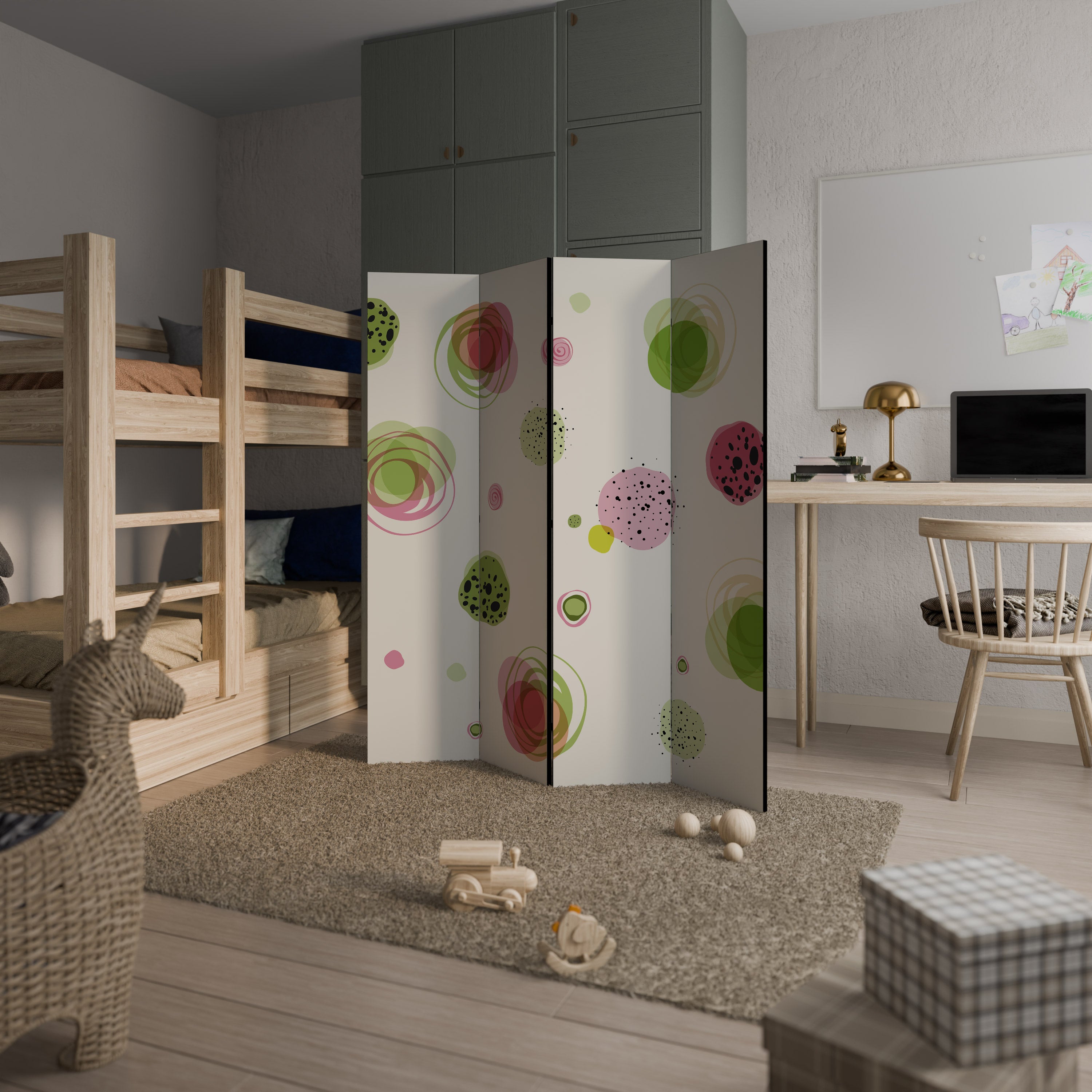 COLORFUL COSMOS Biombo de 4 paneles