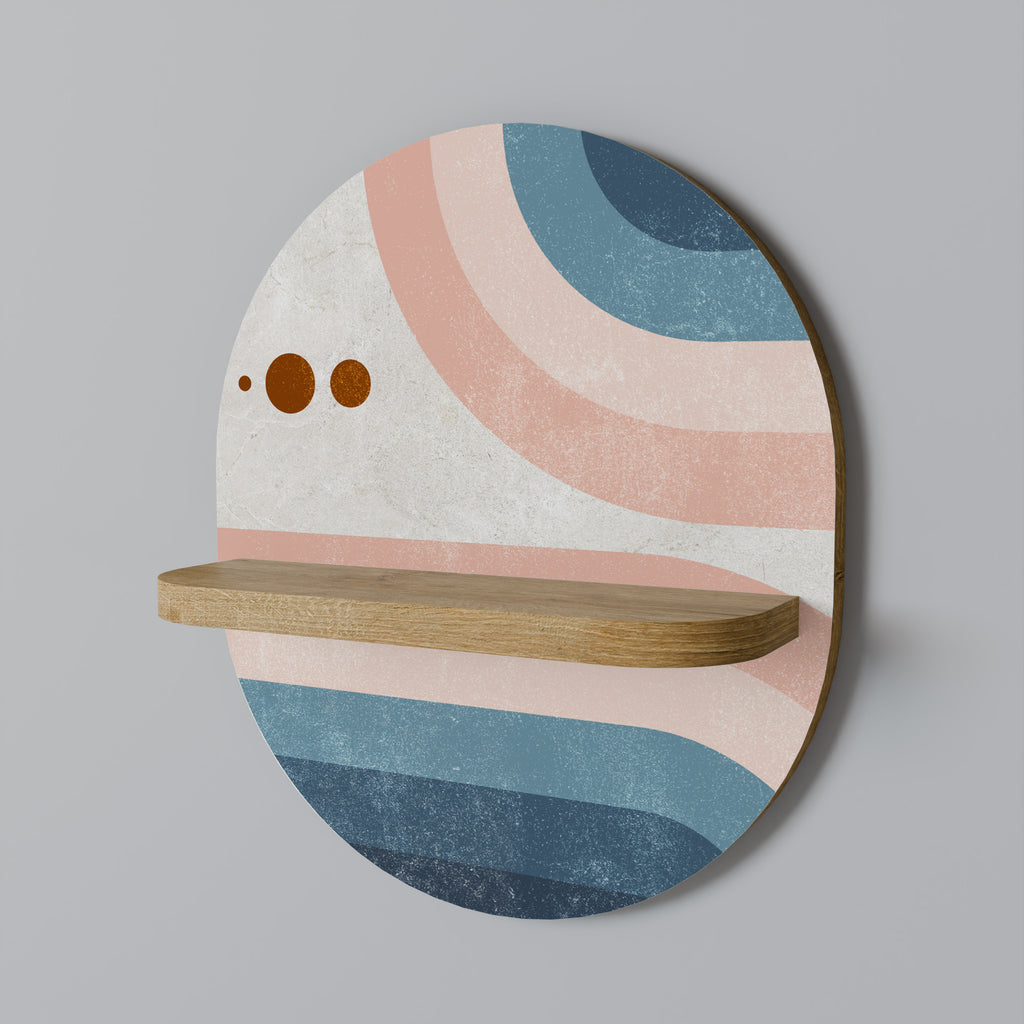 Estantería de arte ovalada TWO HALVES con efecto roble
