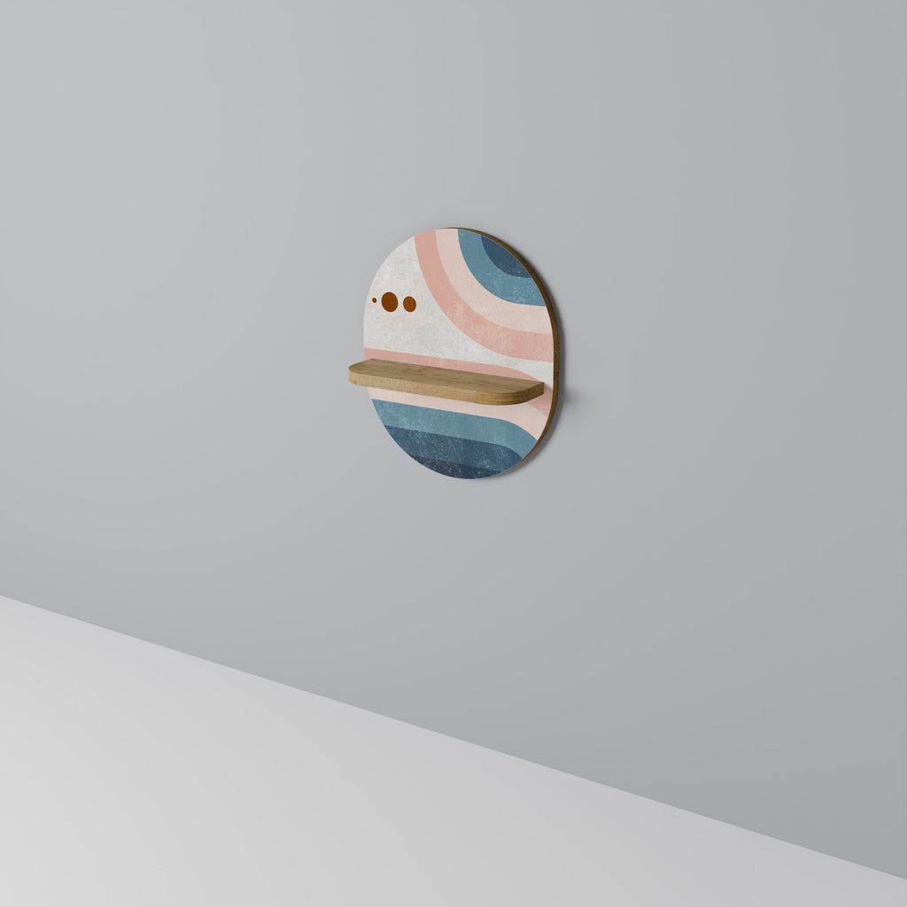 Estantería de arte ovalada TWO HALVES con efecto roble