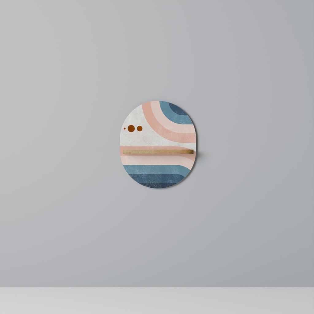 Estantería de arte ovalada TWO HALVES con efecto roble