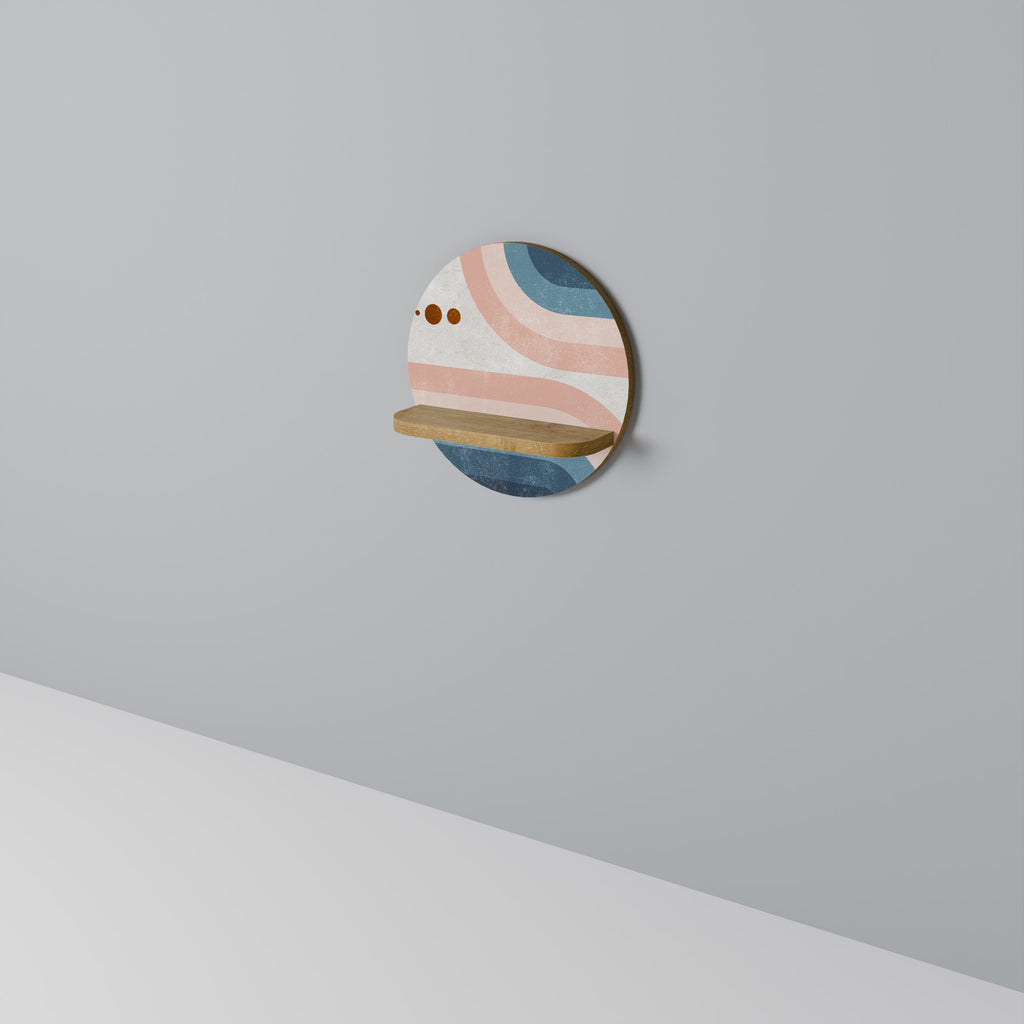 Estantería de arte redonda TWO HALVES con efecto roble