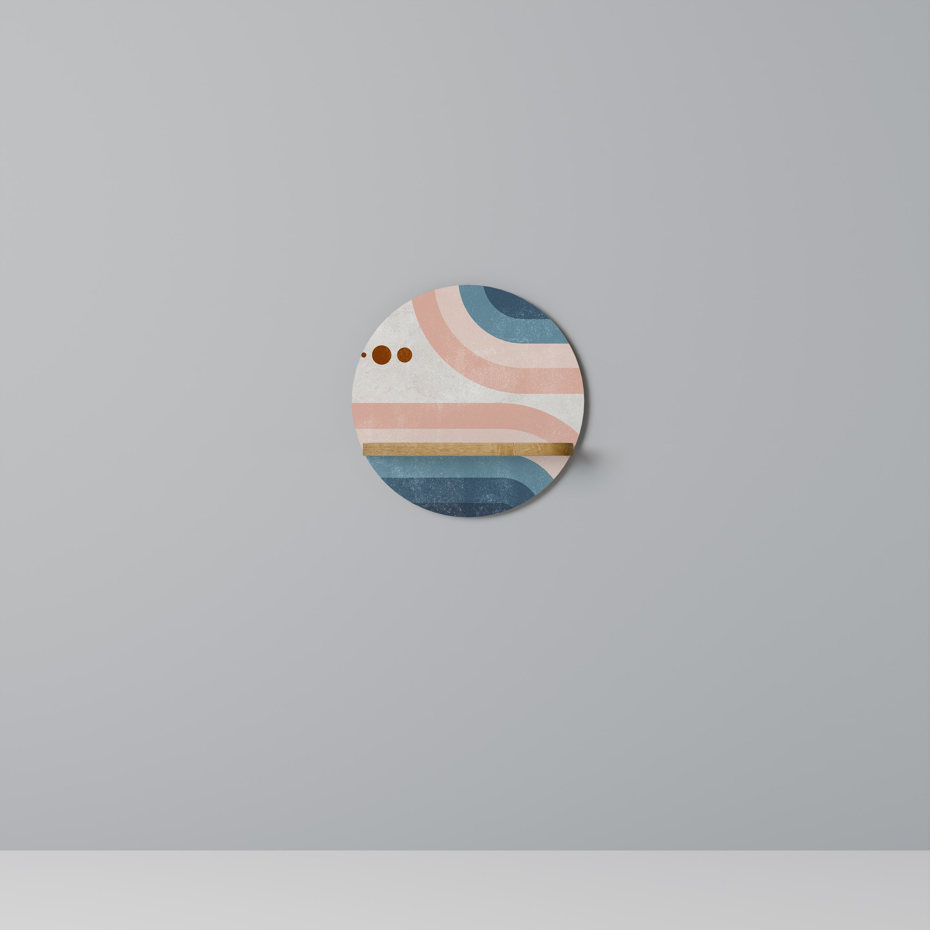 Estantería de arte redonda TWO HALVES con efecto roble