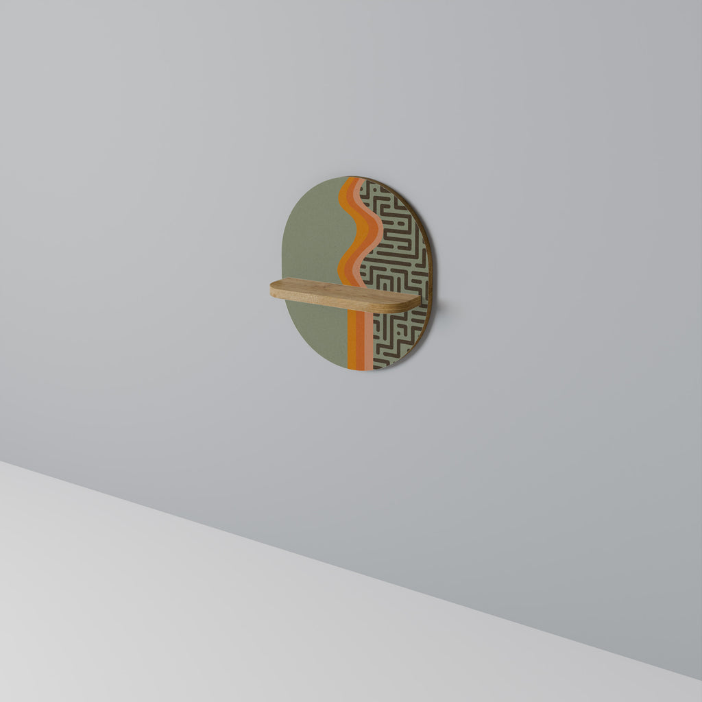 SOLUCIONES SIMPLES Estantería de arte ovalada con efecto roble