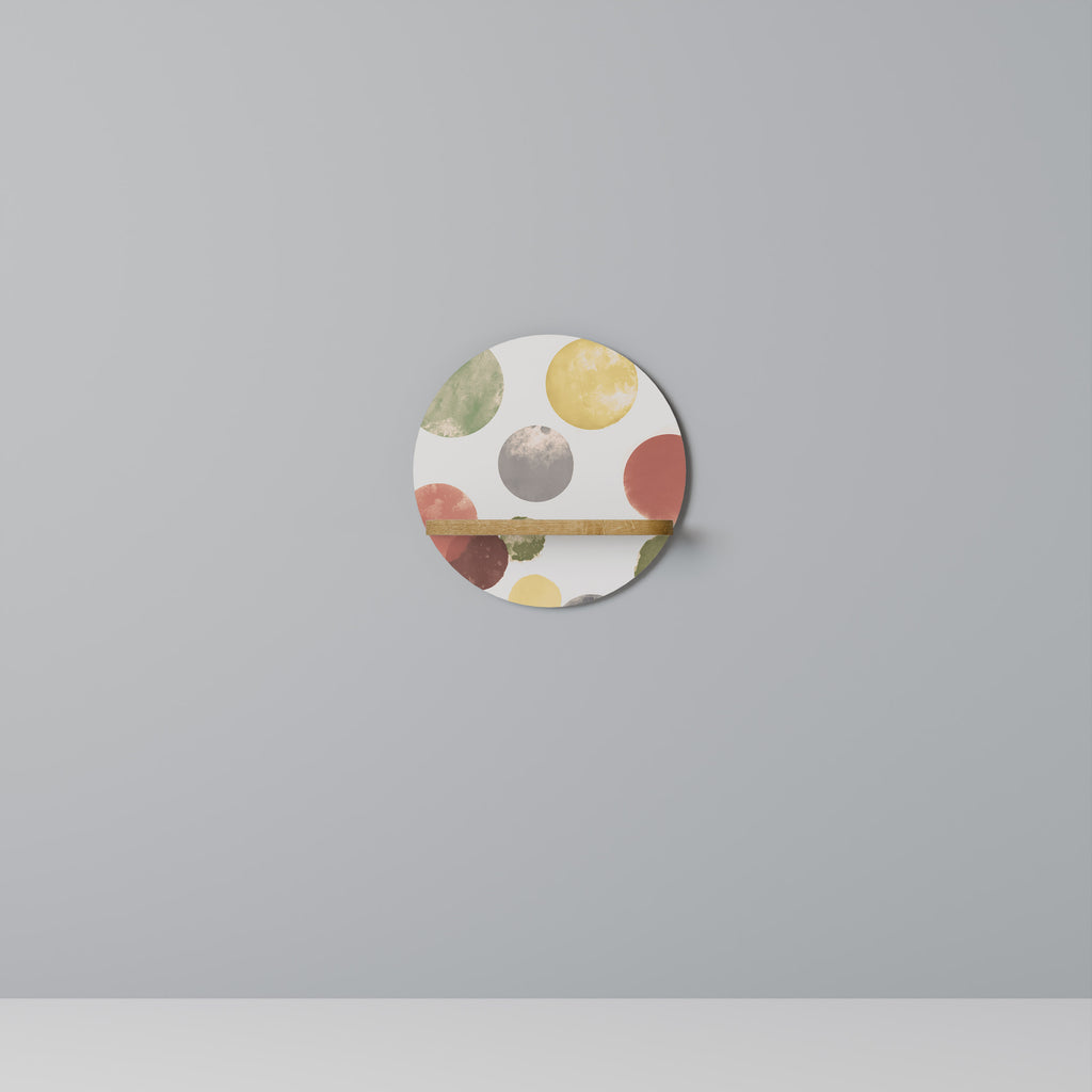 Estantería de arte redonda FLEETING HAPPINESS con efecto roble