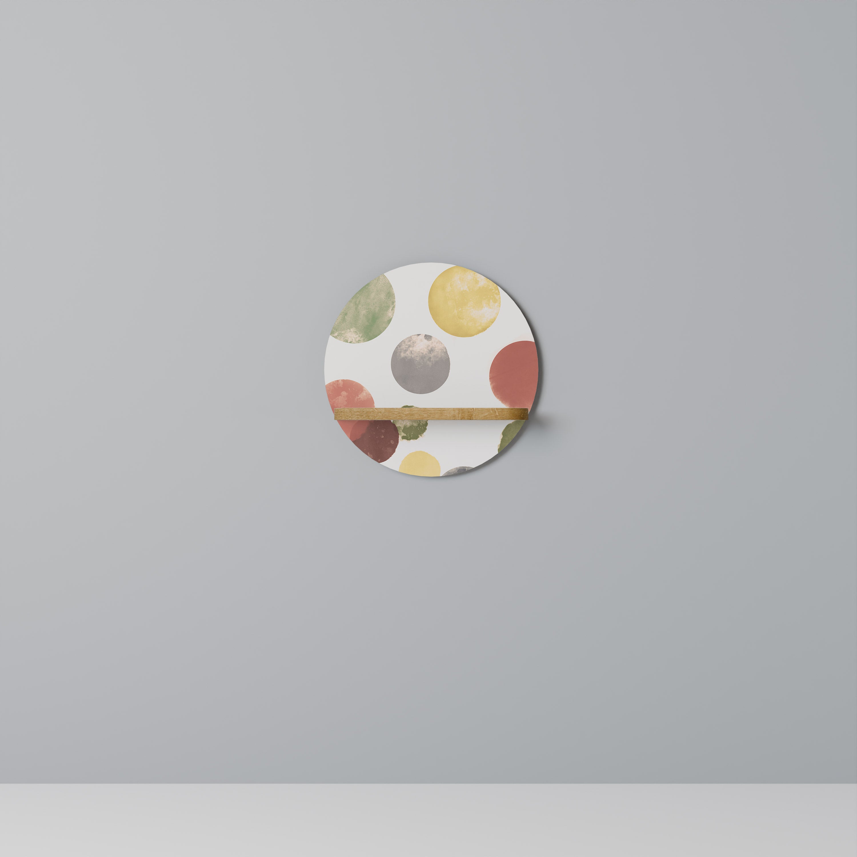 Estantería de arte redonda FLEETING HAPPINESS con efecto roble