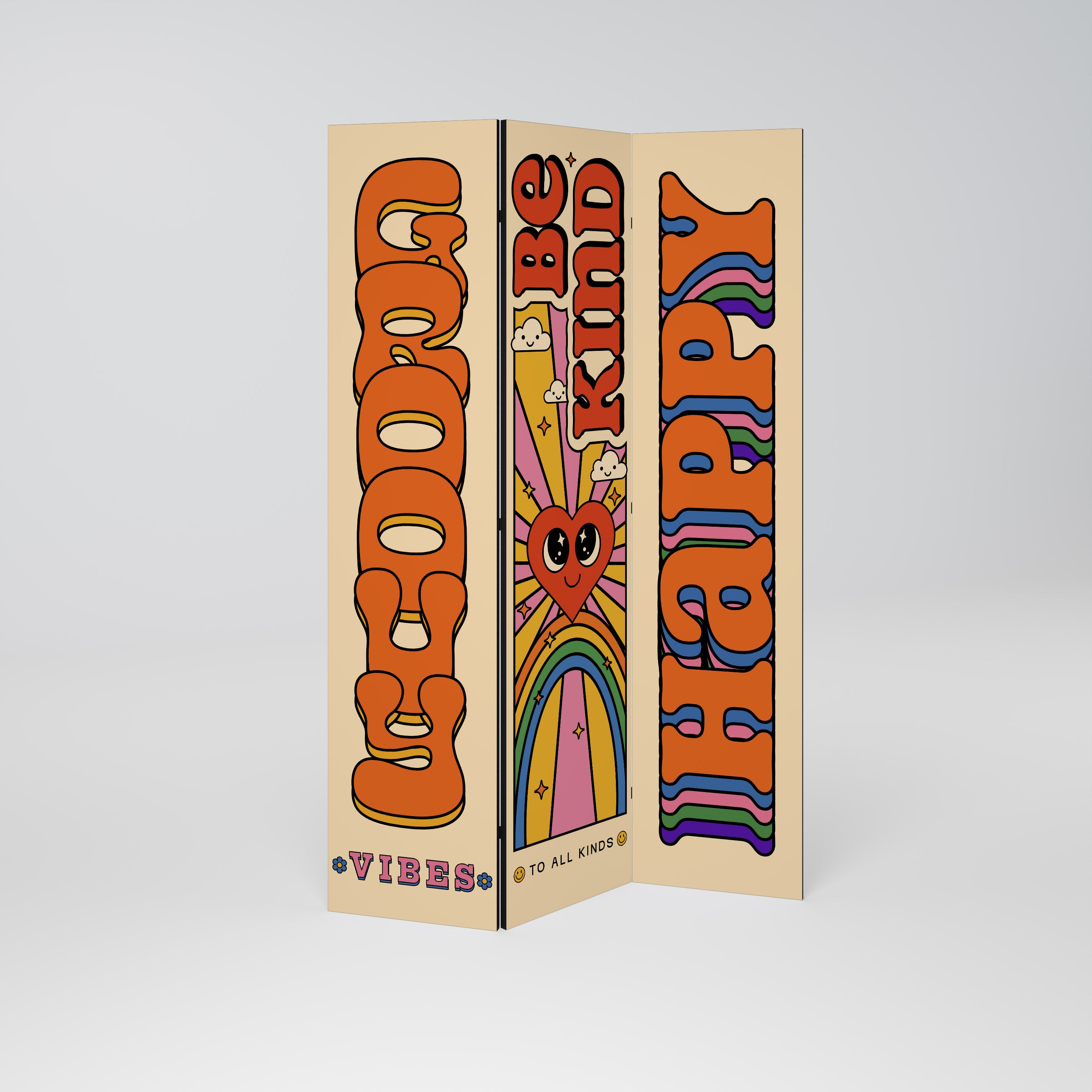 GROOVY POSTERS Biombo decorativo de 3 paneles