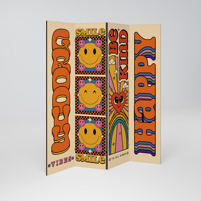 GROOVY POSTERS Biombo de 4 paneles
