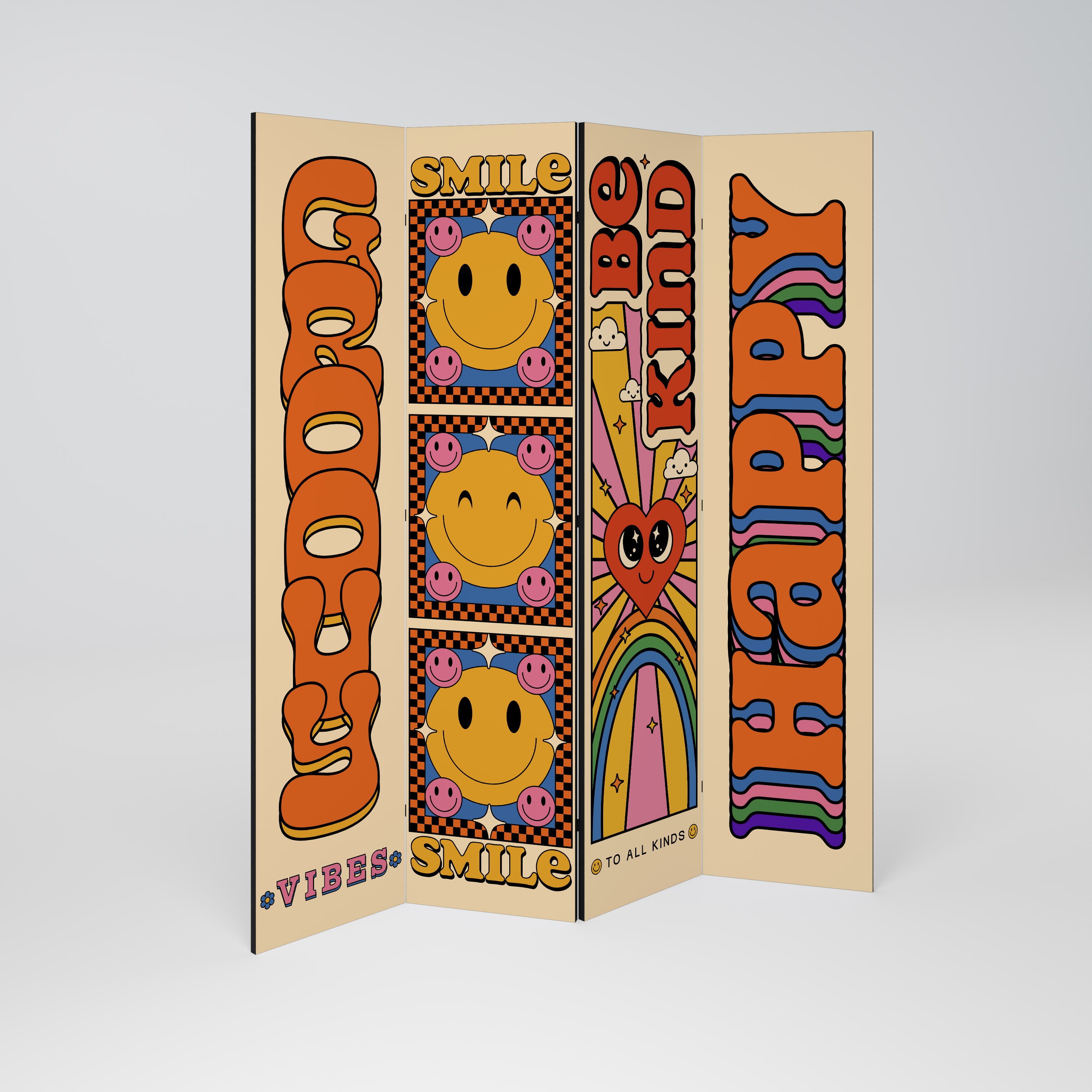 GROOVY POSTERS Biombo de 4 paneles