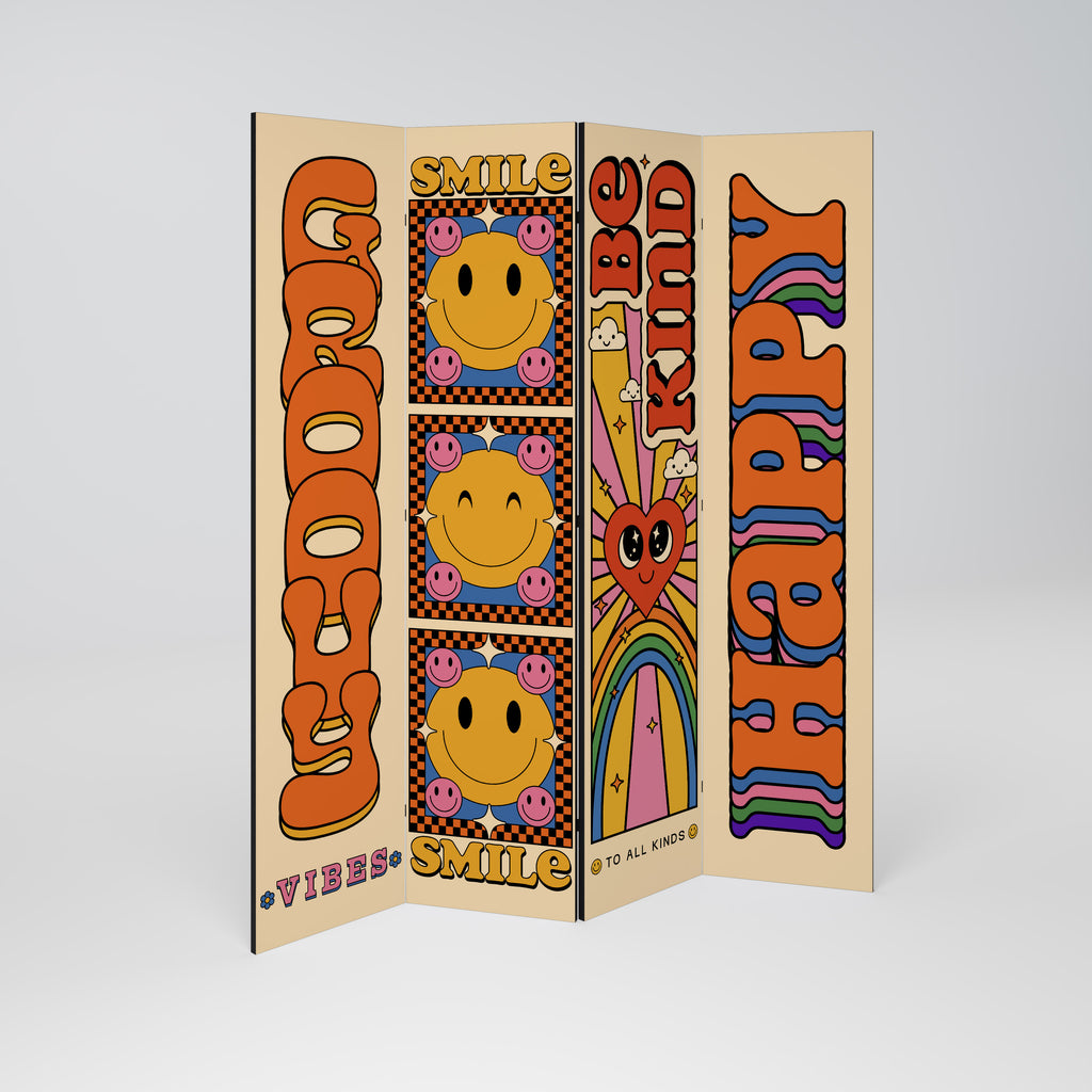 GROOVY POSTERS Decorative 4-Panel Room Divider