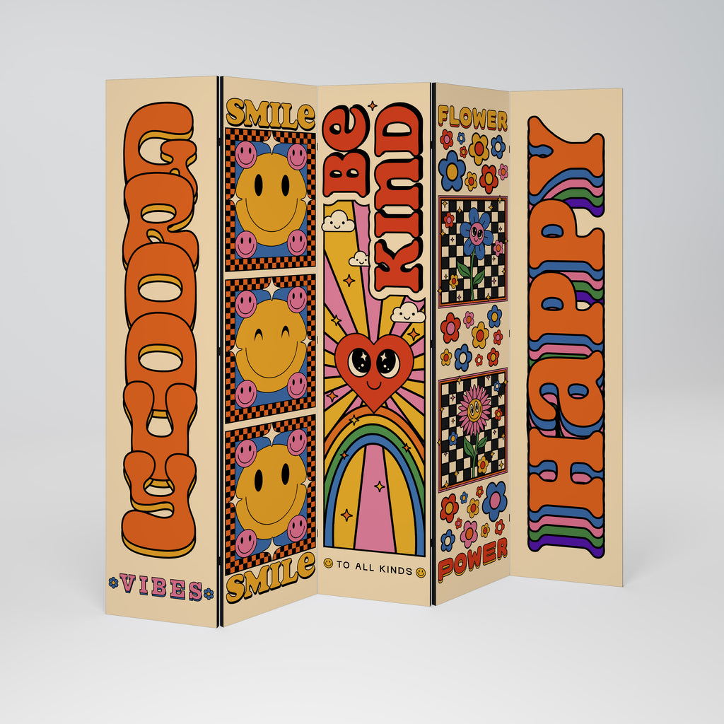 GROOVY POSTERS Biombo de 5 paneles