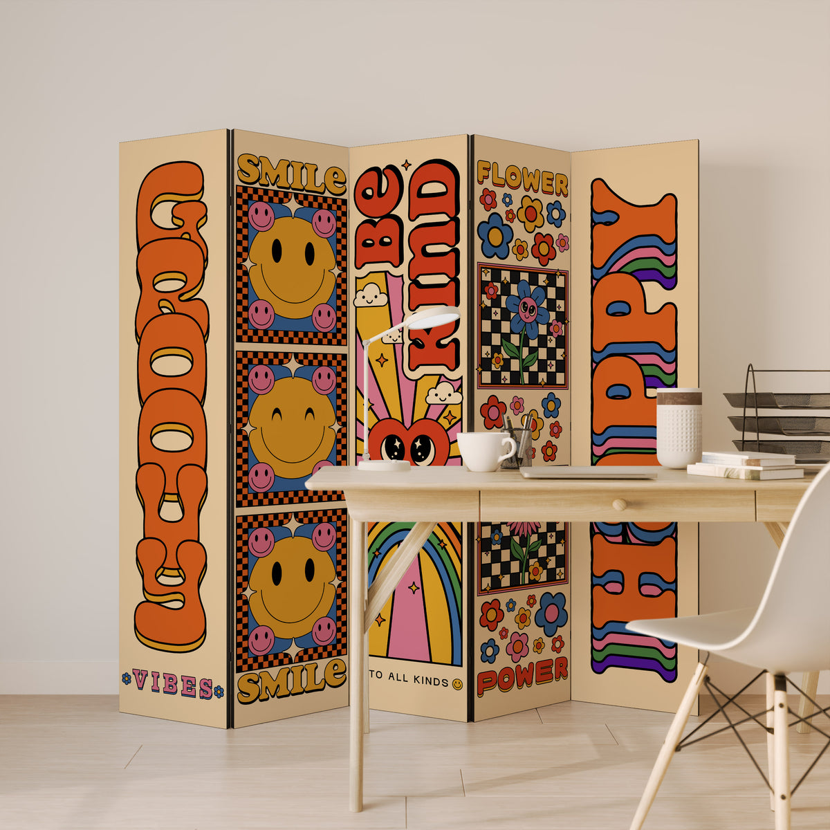 GROOVY POSTERS Biombo de 5 paneles