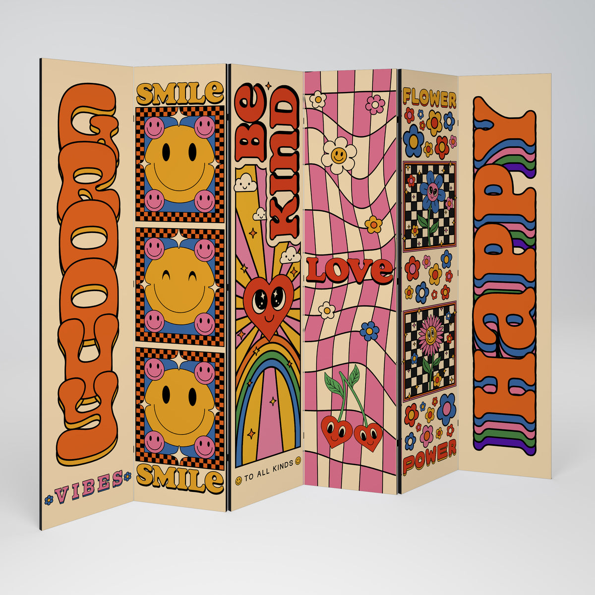 GROOVY POSTERS Biombo de 6 paneles