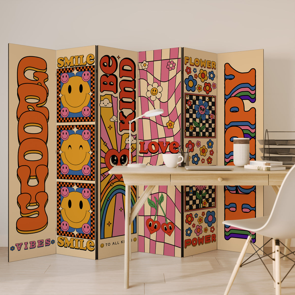GROOVY POSTERS Biombo de 6 paneles
