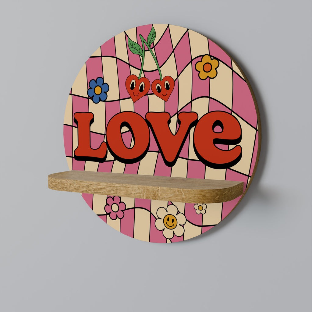 Estantería de arte redonda Rocking Love con efecto roble