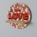 ROCKING LOVE Estante Redondo Decorativo en Efecto Roble