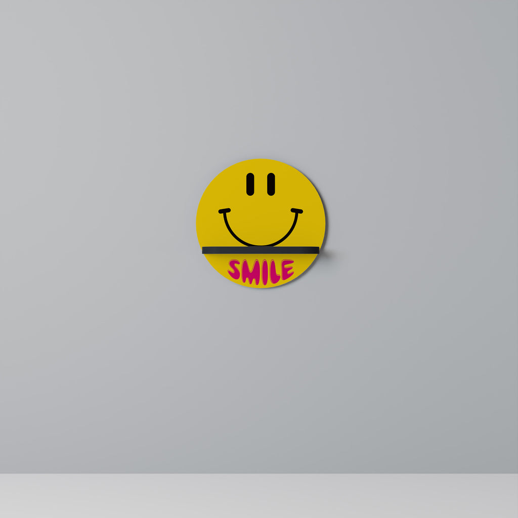 Estantería de arte redonda con acabado negro KEEP SMILING