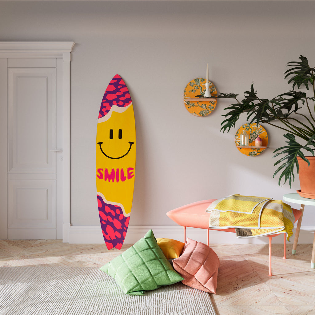 KEEP SMILING Panel decorativo de tabla de surf