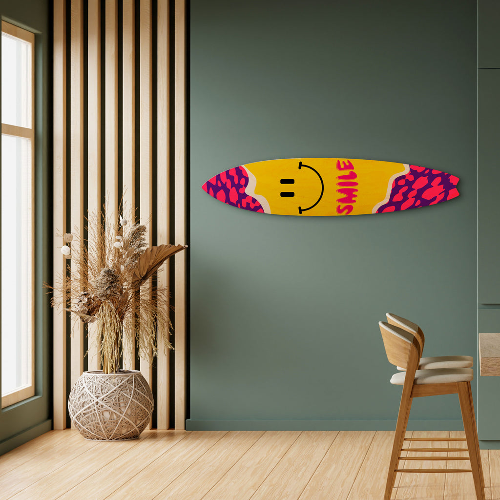 KEEP SMILING Panel decorativo de tabla de surf