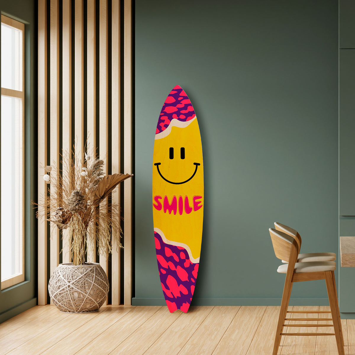 KEEP SMILING Panel decorativo de tabla de surf