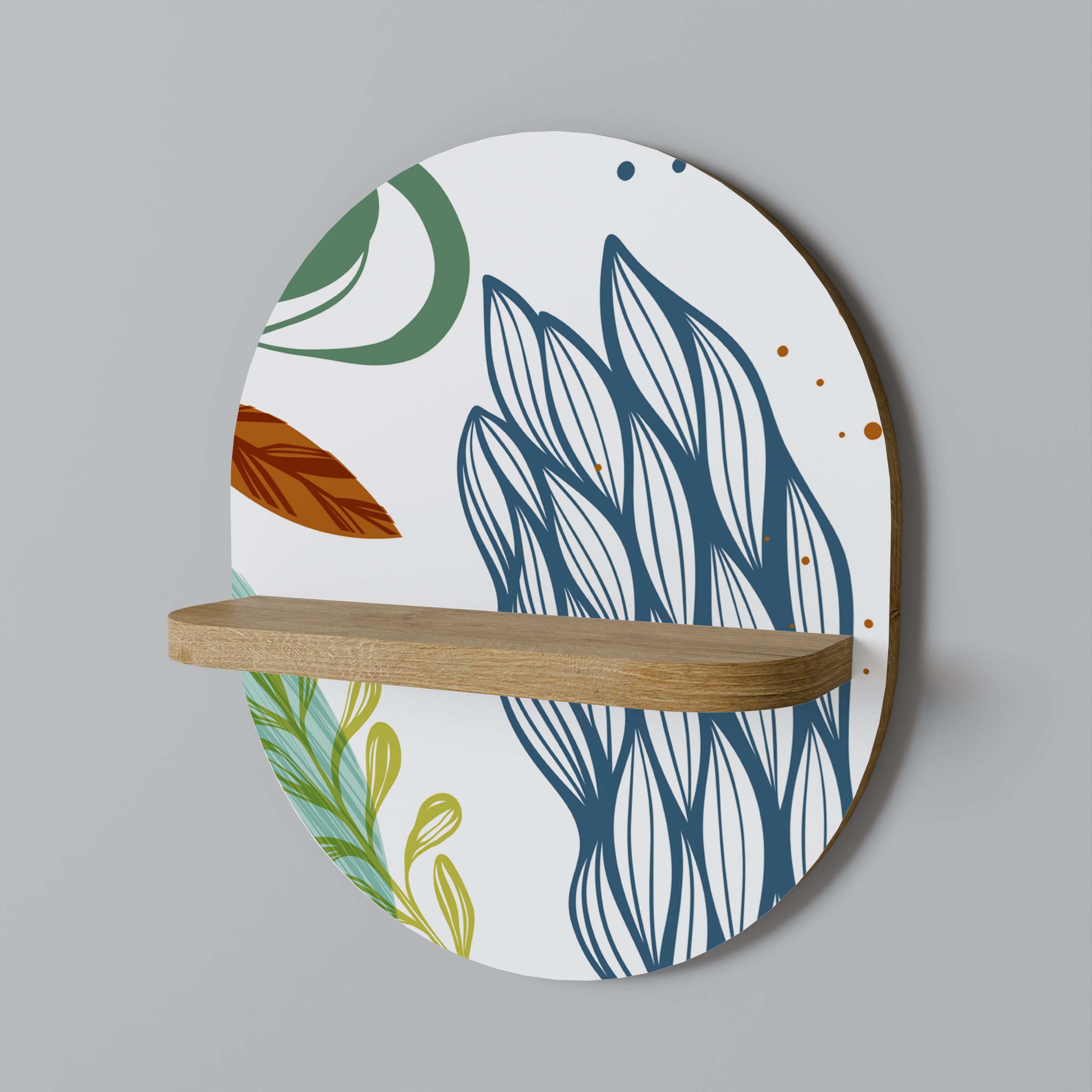 HURACÁN BOTÁNICO Estantería de arte ovalada con efecto roble