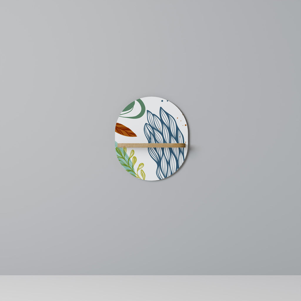 HURACÁN BOTÁNICO Estantería de arte ovalada con efecto roble