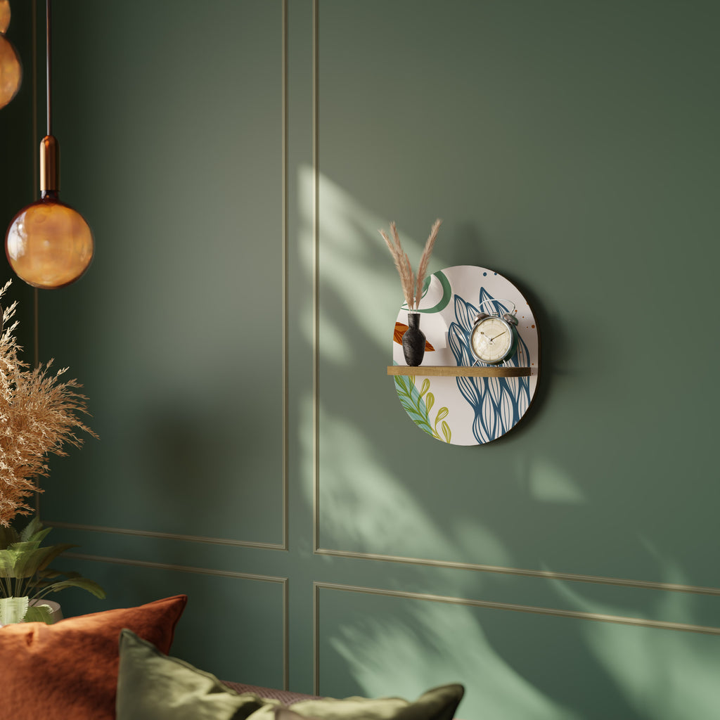 HURACÁN BOTÁNICO Estantería de arte ovalada con efecto roble