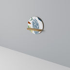 BOTANICAL HURRICANE Round Art Shelf In Oak Effect