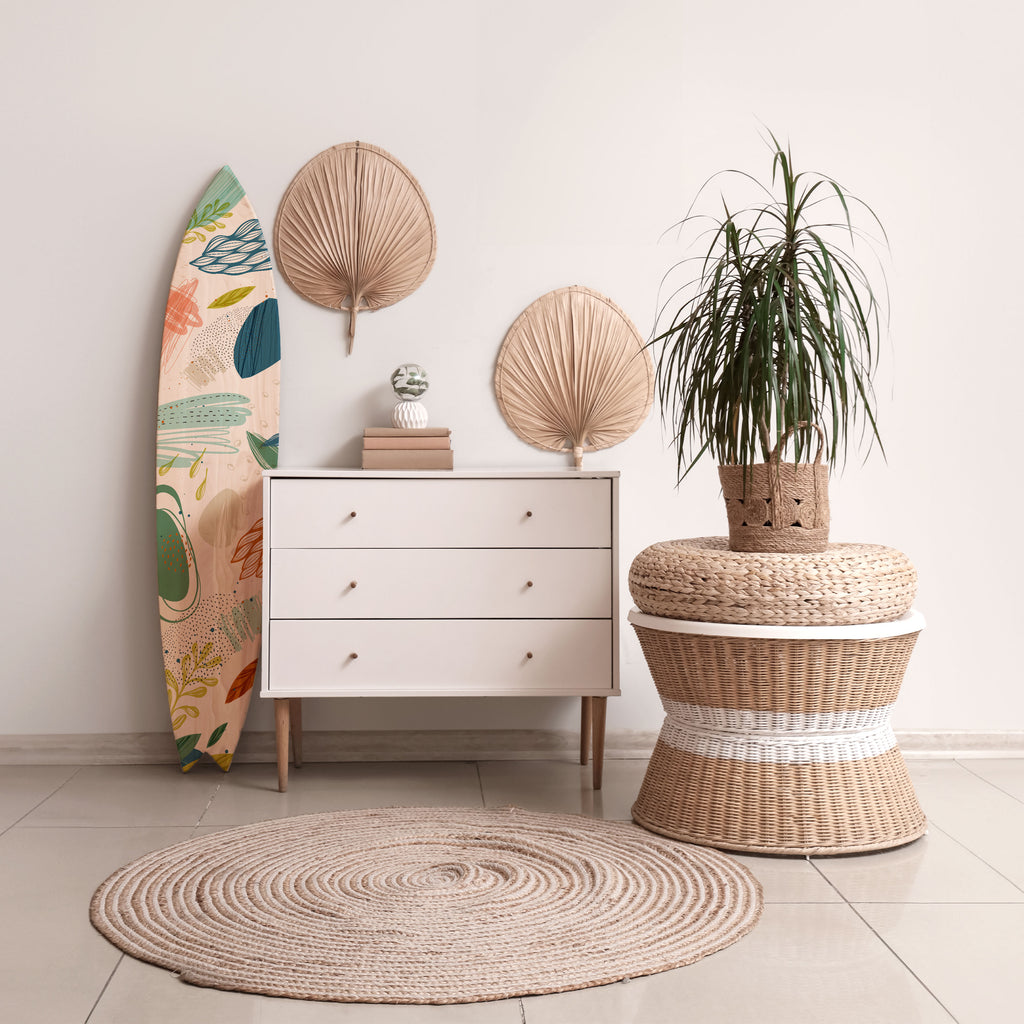 BOTANICAL HURRICANE Panel decorativo de tabla de surf