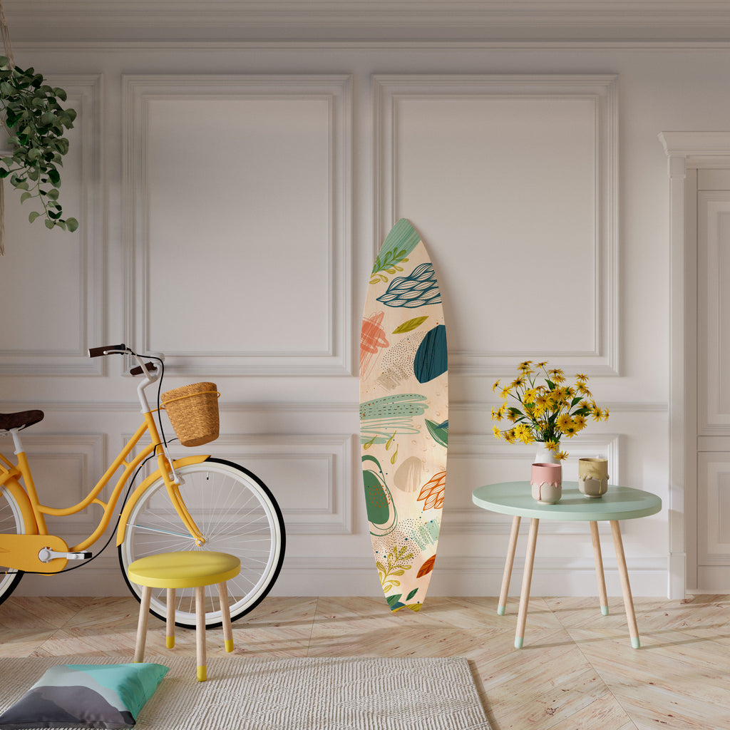 BOTANICAL HURRICANE Panel decorativo de tabla de surf