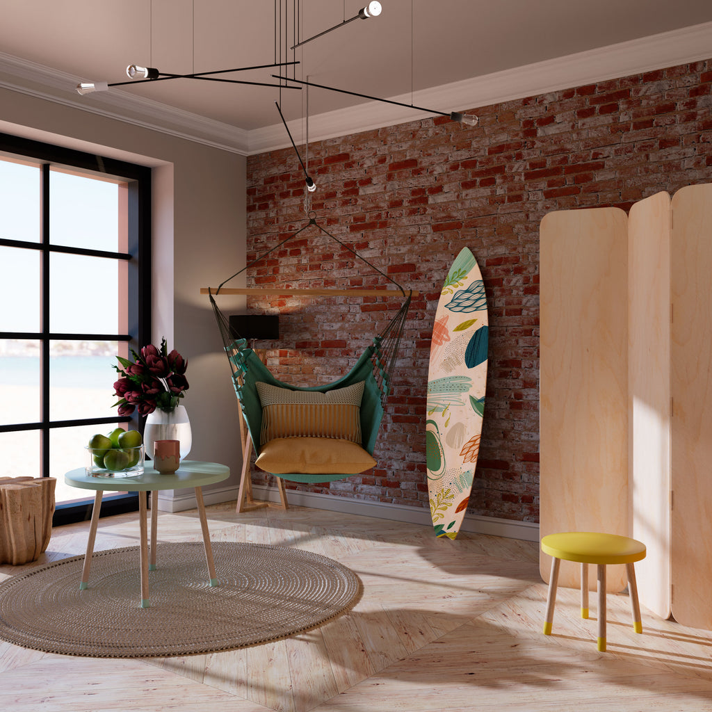 BOTANICAL HURRICANE Panel decorativo de tabla de surf