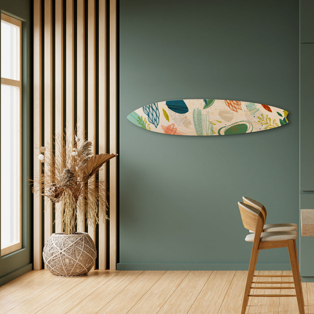 BOTANICAL HURRICANE Panel decorativo de tabla de surf