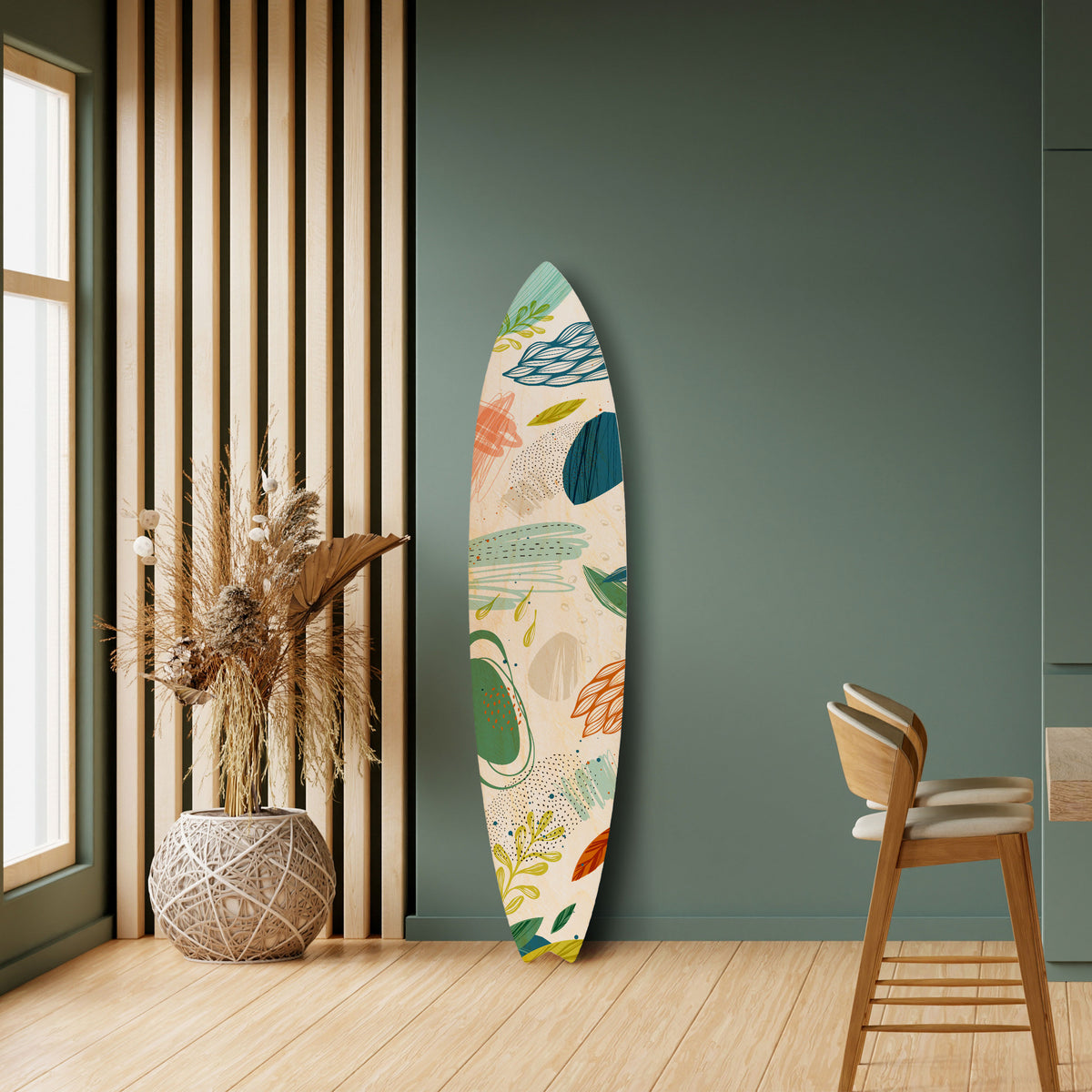 BOTANICAL HURRICANE Panel decorativo de tabla de surf