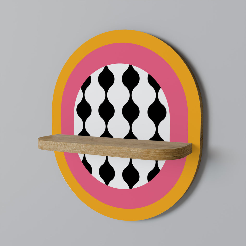 LÁGRIMAS EN EL CIELO Estantería de arte ovalada con efecto roble