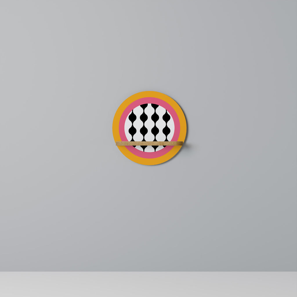 LÁGRIMAS EN EL CIELO Estantería de arte redonda con efecto roble