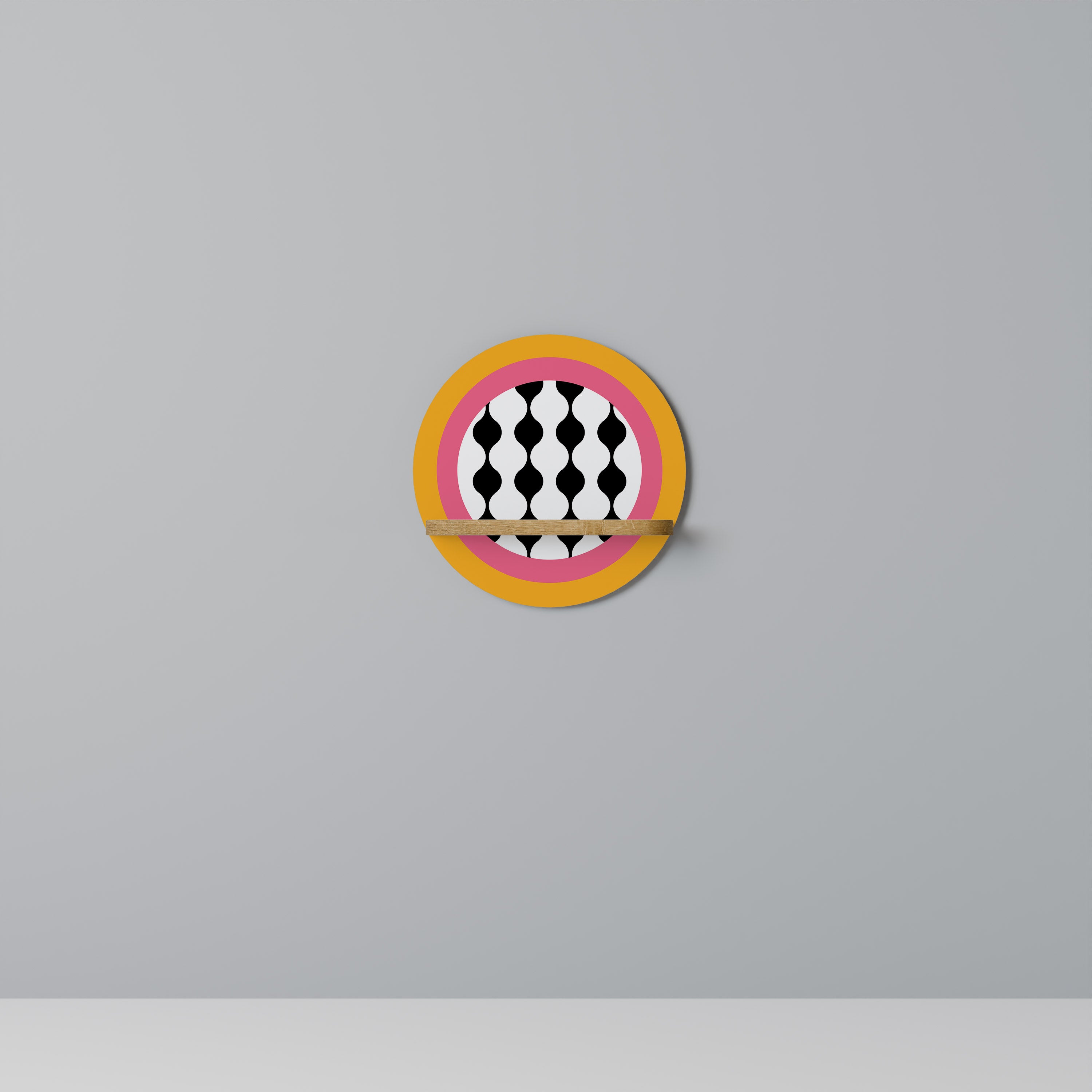 LÁGRIMAS EN EL CIELO Estantería de arte redonda con efecto roble