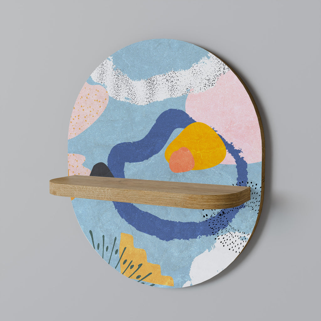 Estantería de arte ovalada DREAMY SWIRLS con efecto roble