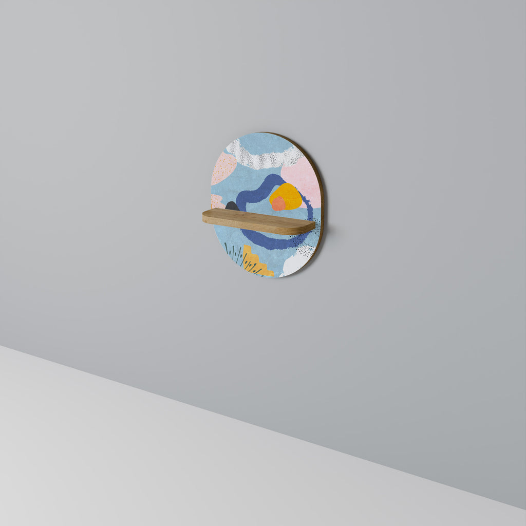 Estantería de arte ovalada DREAMY SWIRLS con efecto roble