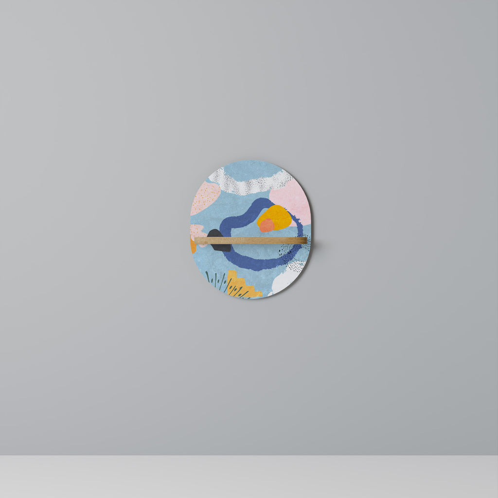 Estantería de arte ovalada DREAMY SWIRLS con efecto roble