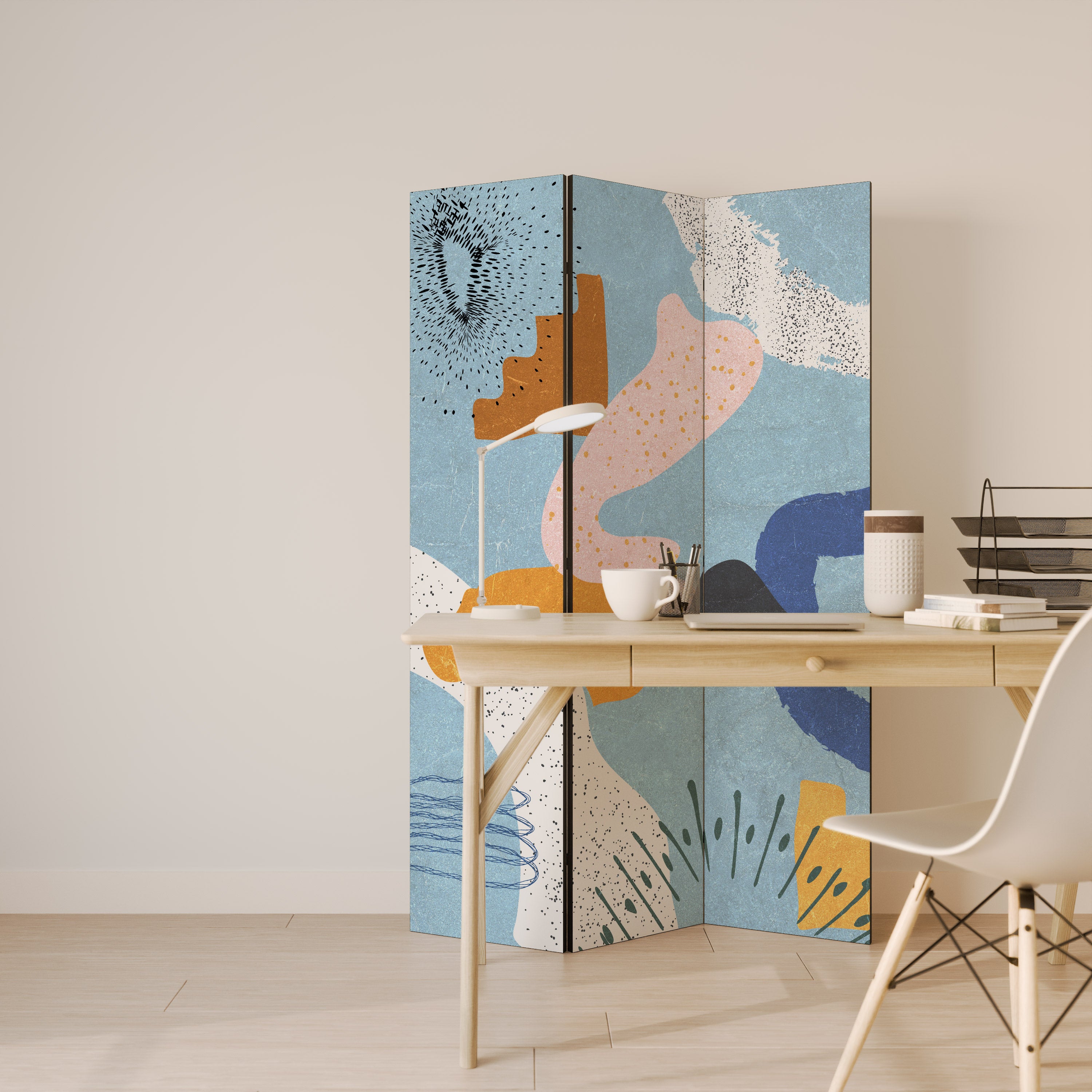 Biombo decorativo de 3 paneles DREAMY SWIRLS