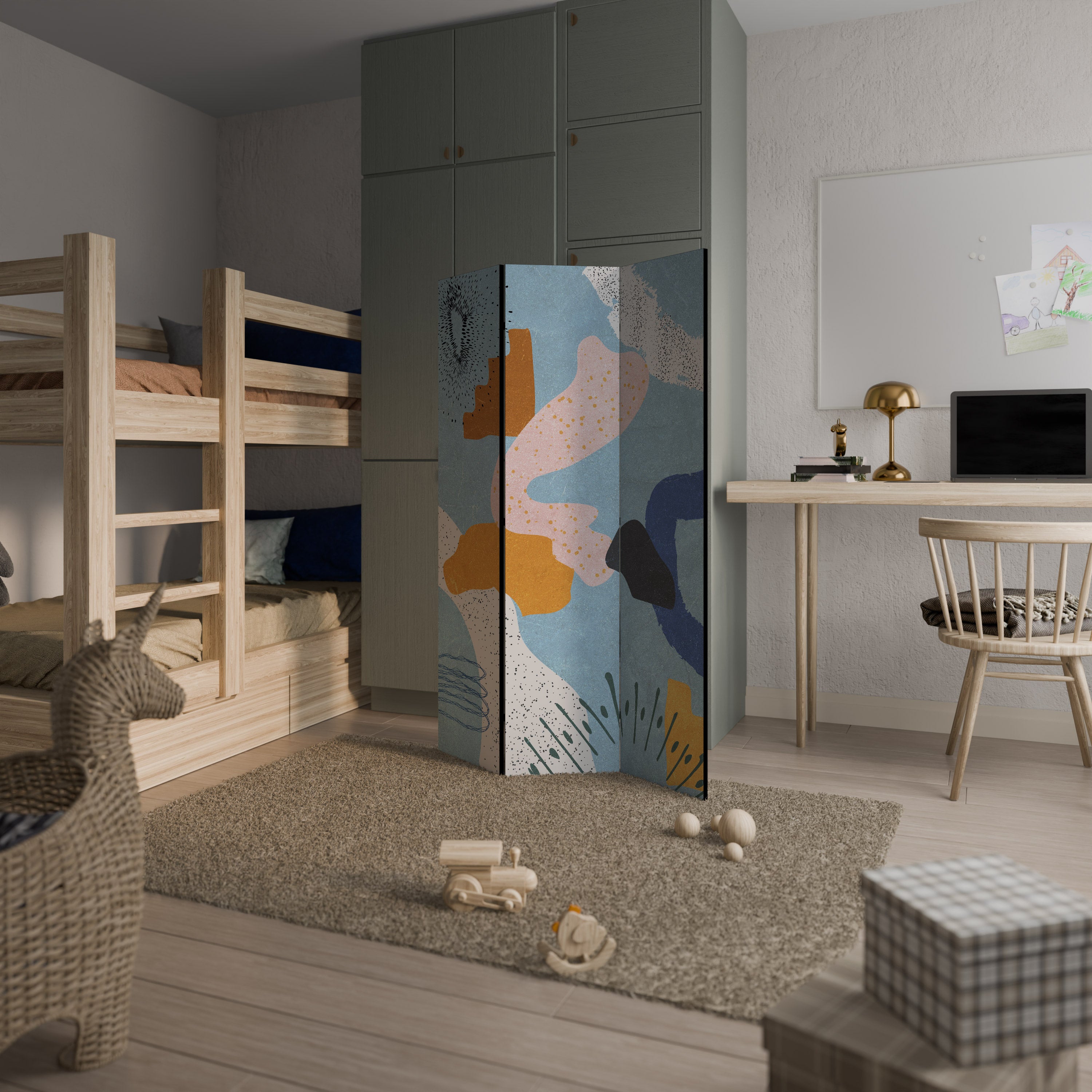 Biombo decorativo de 3 paneles DREAMY SWIRLS