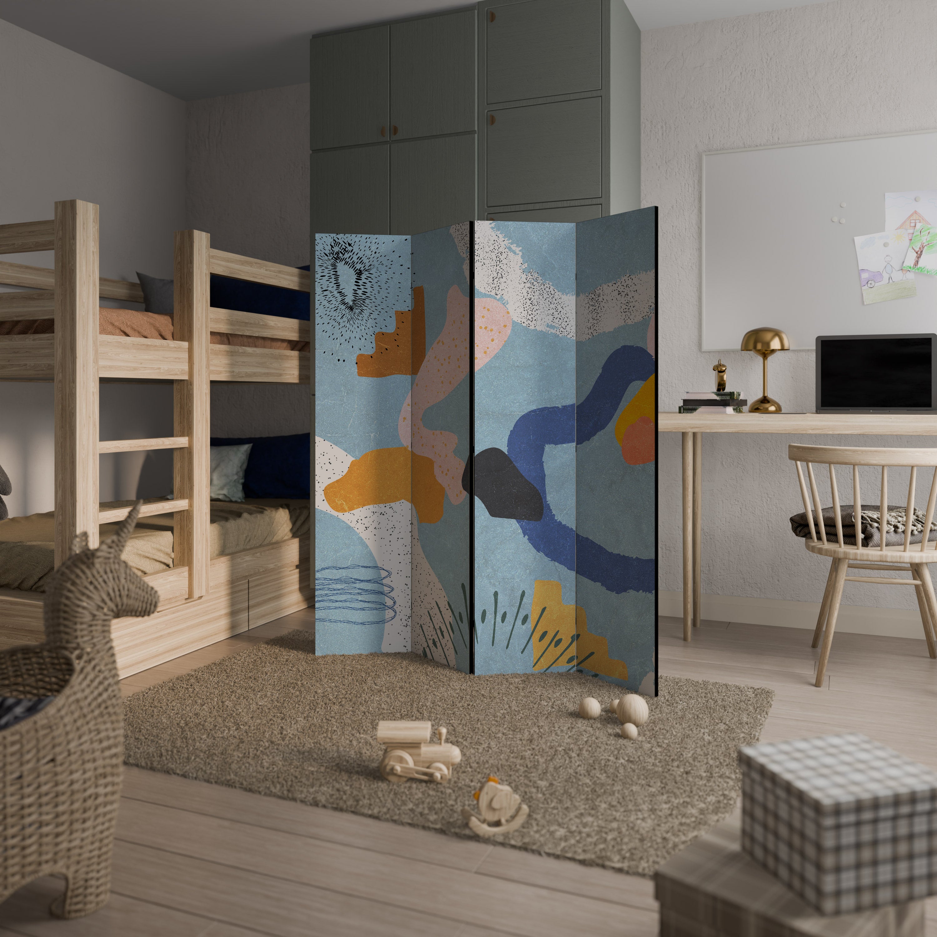 DREAMY SWIRLS Biombo de 4 paneles