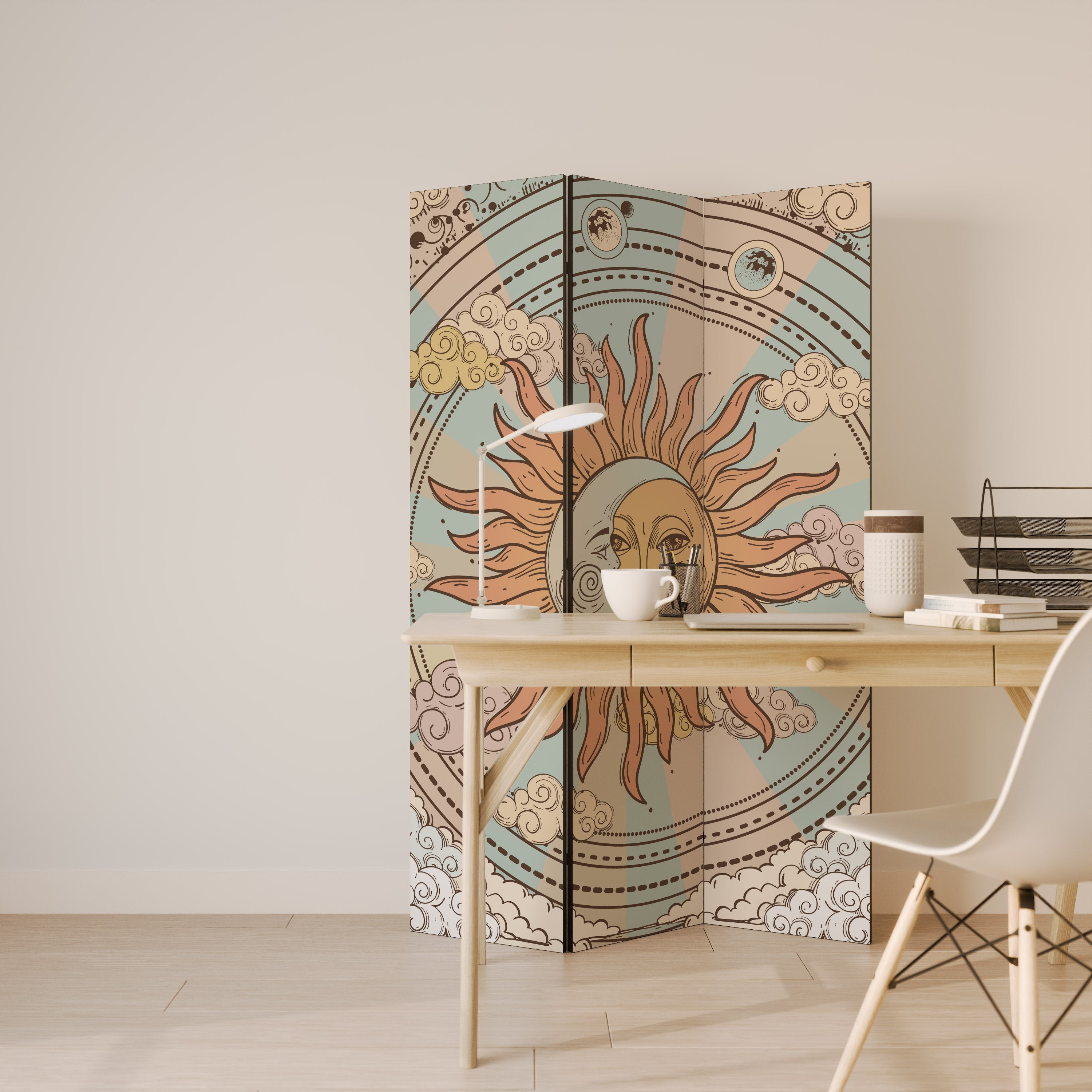 Biombo decorativo de 3 paneles ESTRUCTURA MÍSTICA